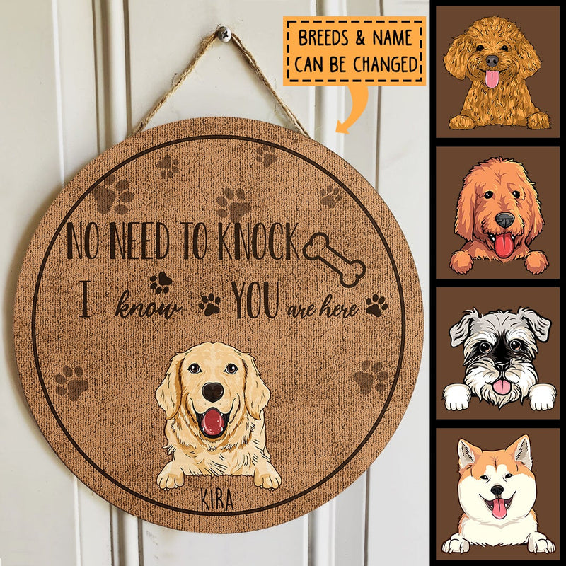 Pawzity No Need To Knock We Know You Are Here Personalized Sign Wood, Gifts For Dog Lovers, Custom Wooden Signs , Dog Mom Gifts