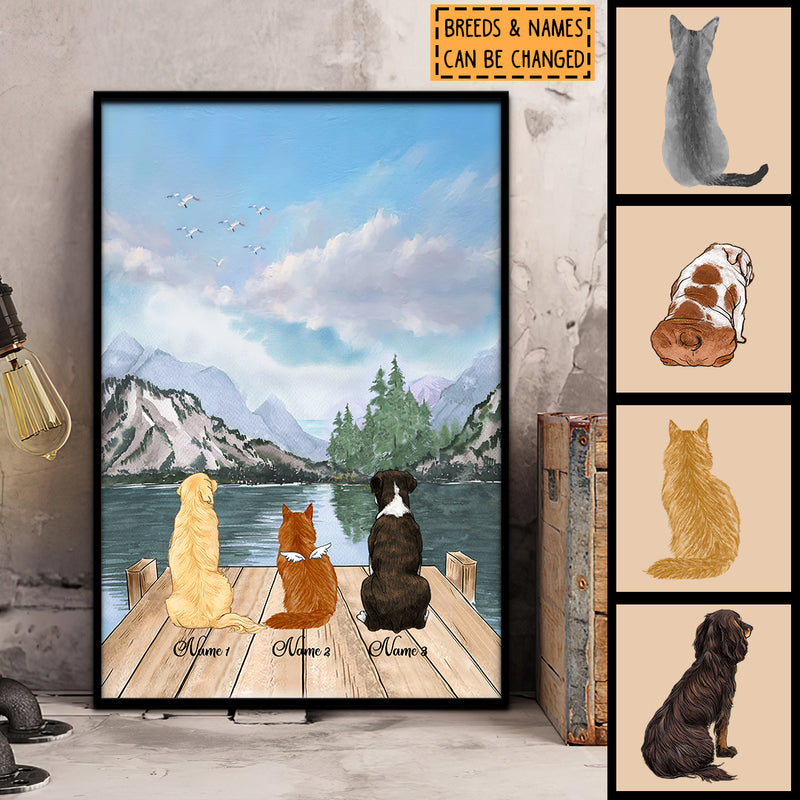 Pet & Mountain Scenery, Personalized Dog & Cat Poster, Gifts For Pet Lovers, Home Wall Decor