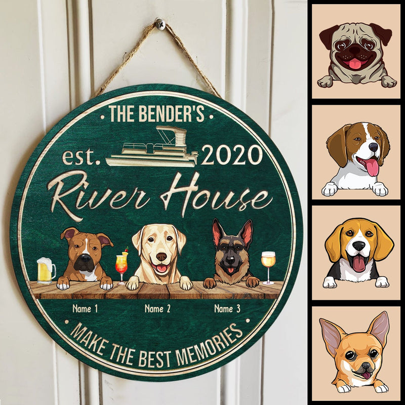 Pawzity Personalized Home Signs, Gifts For Dog Lovers, River House Make The Best Memories Custom Wooden Signs , Dog Mom Gifts