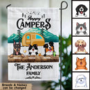Personalized Dog & Cat Flag, Gifts For Pet Lovers, Happy Campers Mountain Flag, Yellow Camper Van