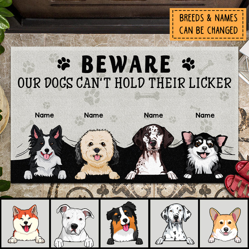 Pawzity Custom Doormat, Gifts For Dog Lovers, Beware Our Dogs Can't Hold Their Licker Front Door Mat