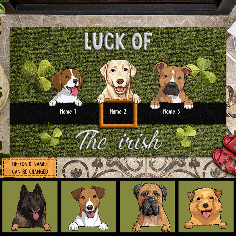 St. Patrick's Day Personalized Doormat, Gifts For Dog Lovers, Luck Of The Irish Holiday Doormat
