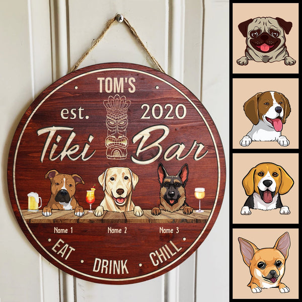 Pawzity Tiki Bar Sign, Gifts For Dog Lovers, Eat Drink Chill Personalized Housewarming Gifts , Dog Mom Gifts