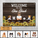 Pawzity Metal Garden Sign, Gifts For Pet Lovers, Welcome To The She Shed Personalized Home Sign, Sunflower Welcome Signs
