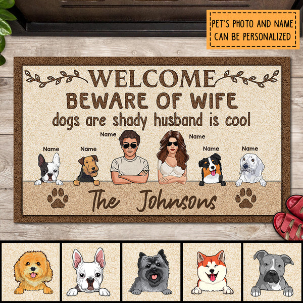Pawzity Welcome Mat, Gifts For Dog Lovers, Beware Of Dog Is Shady Is Cool Outdoor Door Mat