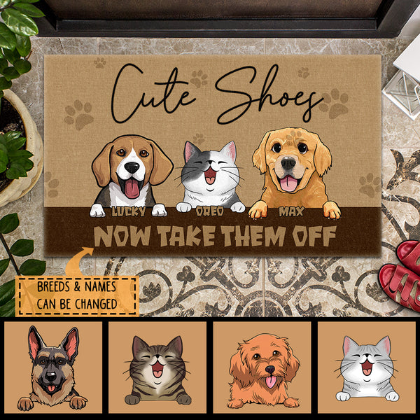 Pawzity Custom Doormat, Gifts For Pet Lovers, Cute Shoes Now Take Them Off Outdoor Door Mat