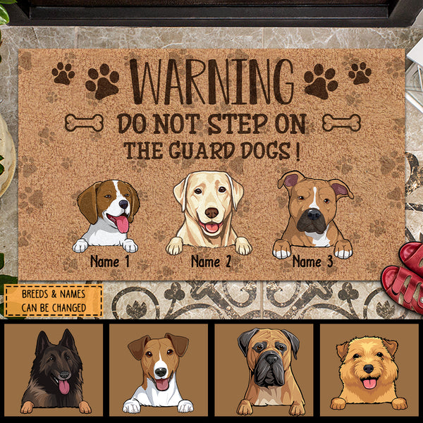 Pawzity Custom Doormat, Gifts For Dog Lovers, Warning Do Not Step On The Guard Dogs Outdoor Door Mat