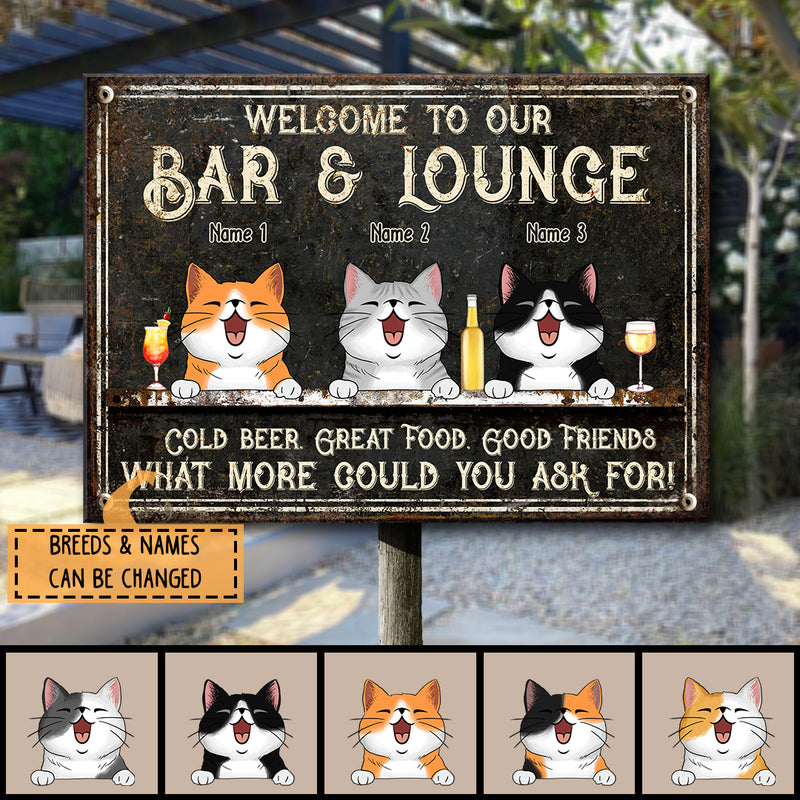 Pawzity Metal Bar Signs, Gifts For Cat Lovers, Welcome To Our Bar & Lounge Cold Beer Great Food Good Friends