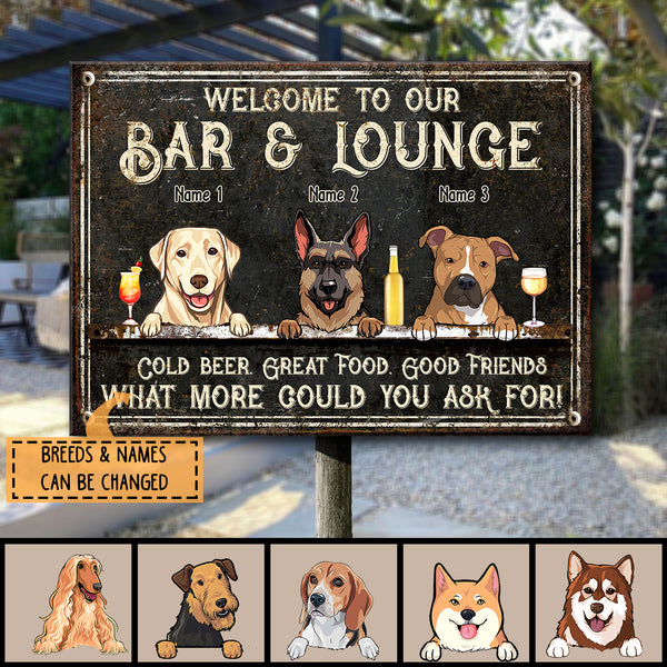 Pawzity Metal Bar Signs, Gifts For Dog Lovers, Welcome To Our Bar & Lounge Cold Beer Great Food Good Friends