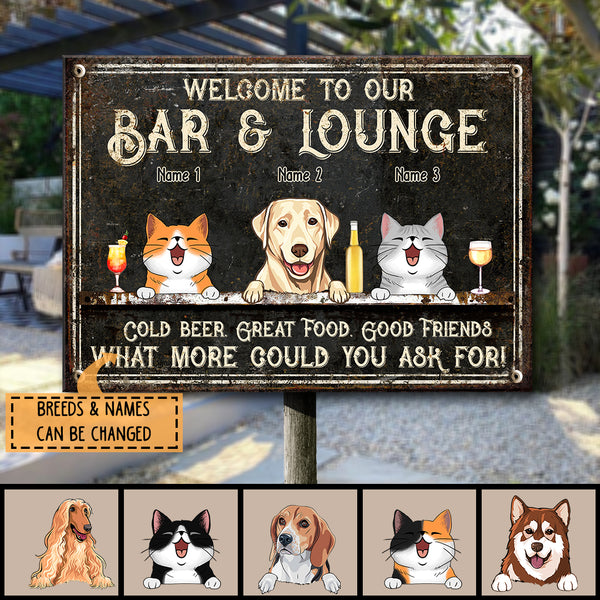 Pawzity Metal Bar Signs, Gifts For Pet Lovers, Welcome To Our Bar & Lounge Cold Beer Great Food Good Friends