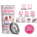 Side By Side Or Miles Apart Sisters Will Always Be Connected By The Heart - Personalized Custom Tumbler - Gift For Sister