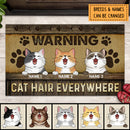 Pawzity Front Door Mat, Gifts For Cat Lovers, Warning Cat Hair Everywhere Personalized Doormat