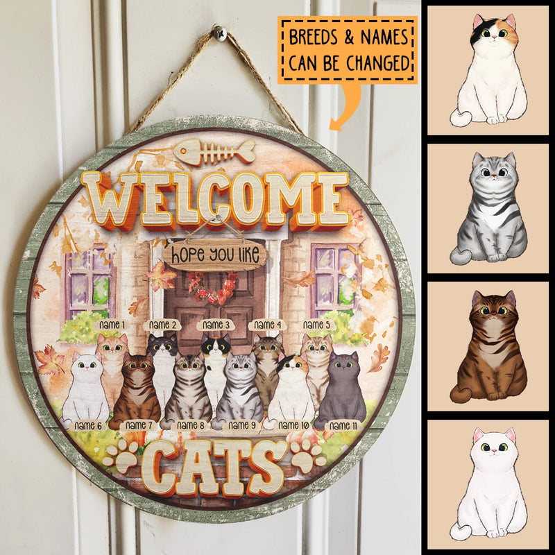 Pawzity Welcome Sign For Front Door, Gifts For Cat Lovers, Hope You Like Cats , Cat Mom Gifts