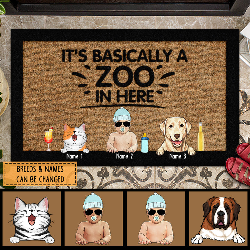 Pawzity Personalized Doormat, Gifts For Pet Lovers, It's Basically A Zoo In Here Baby & Pets Front Door Mat