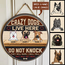 Pawzity Welcome Door Signs, Gifts For Dog Lovers, Crazy Dog Live Here Do Not Knock Red & Black Funny Signs , Dog Mom Gifts