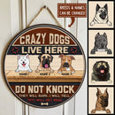 Pawzity Welcome Door Signs, Gifts For Dog Lovers, Crazy Dog Live Here Do Not Knock Red & Black Funny Signs , Dog Mom Gifts