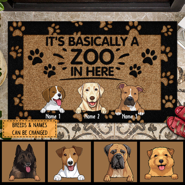 Pawzity Front Door Mat, Gifts For Dog Lovers, It's Basically A Zoo In Here Personalized Doormat